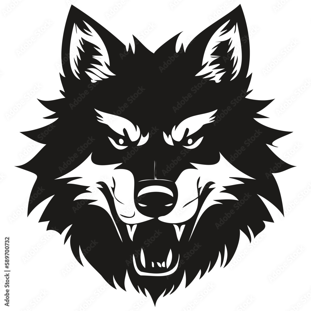 Wolf mascot logo for esport and sport team, black and white template badges emblem