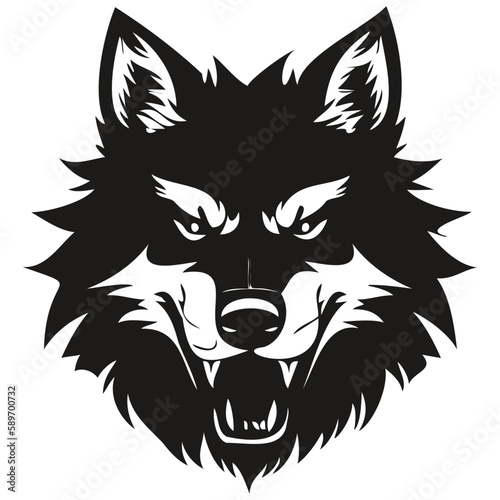 Wolf mascot logo for esport and sport team, black and white template badges emblem