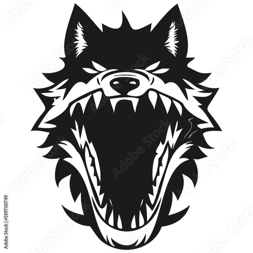 Wolf mascot logo for esport and sport team, black and white template badges emblem