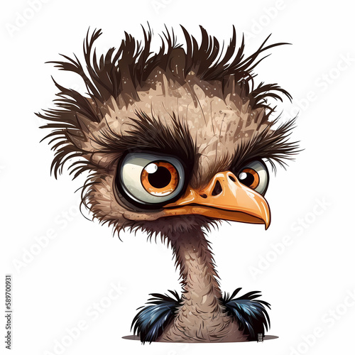 Ostrich Cartoon. Generative AI