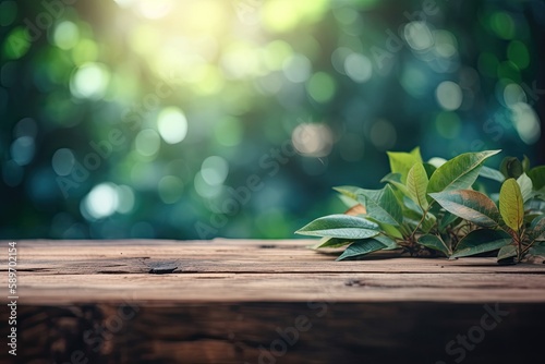 potted plant on a wooden table. Generative AI