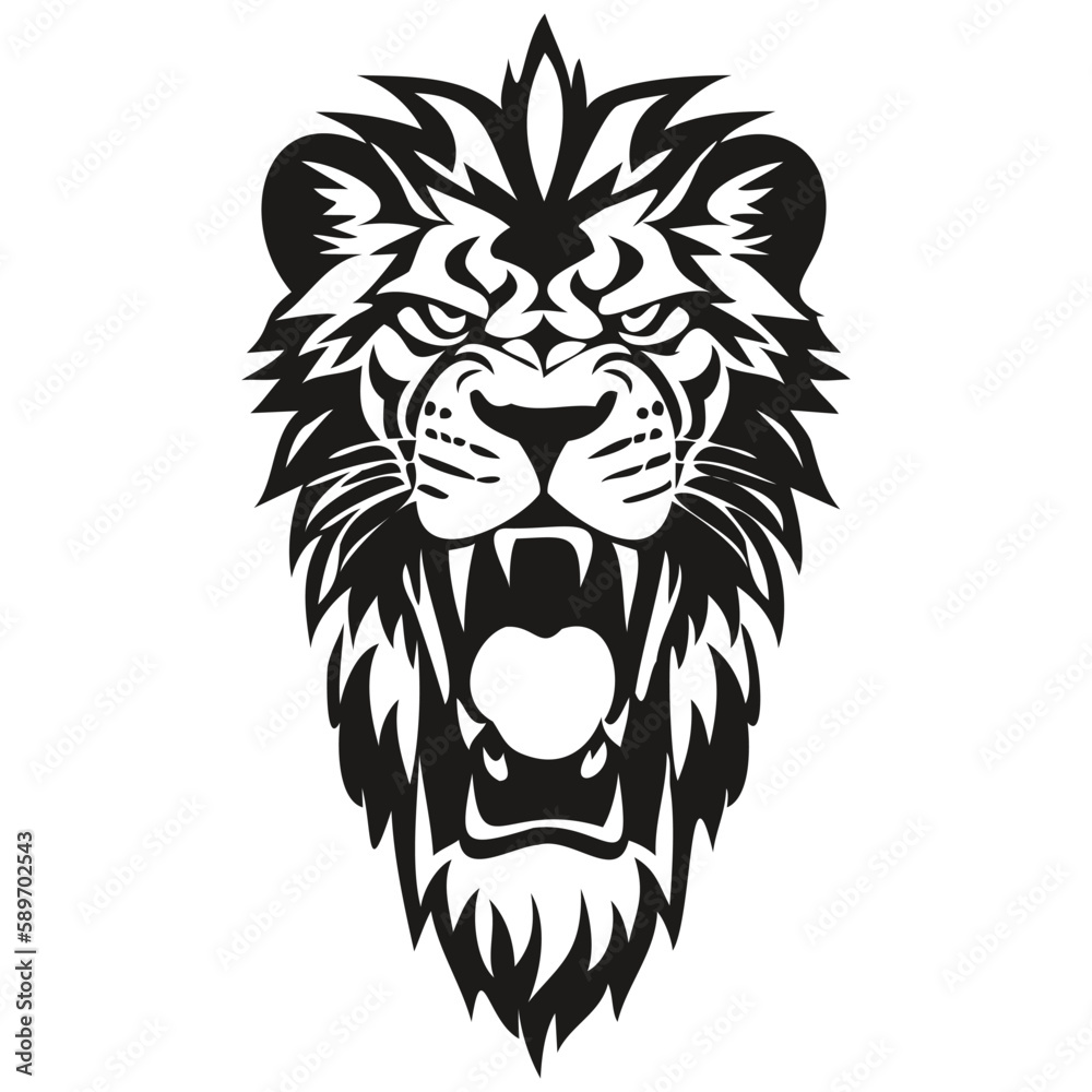 Lion head mascot logo for esport and sport team, black and white template badges