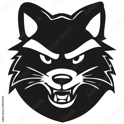 Vector Raccoon head mascot logo for esport and sport team, black and white illustration