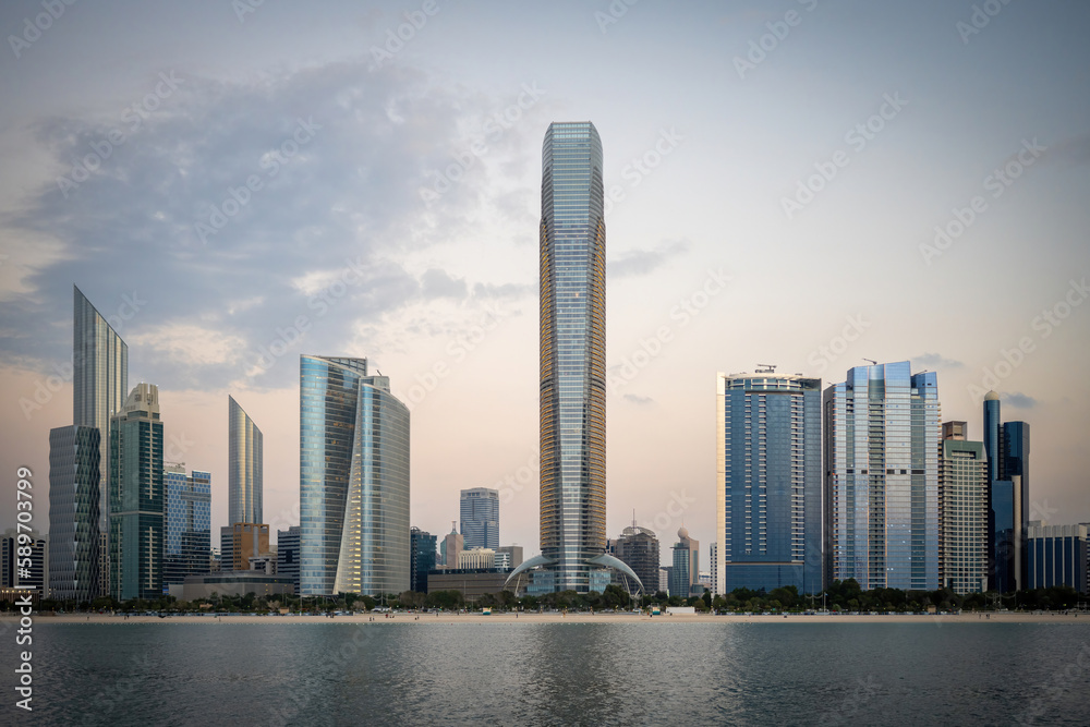 Abu Dhabi's skyline at the Corniche.