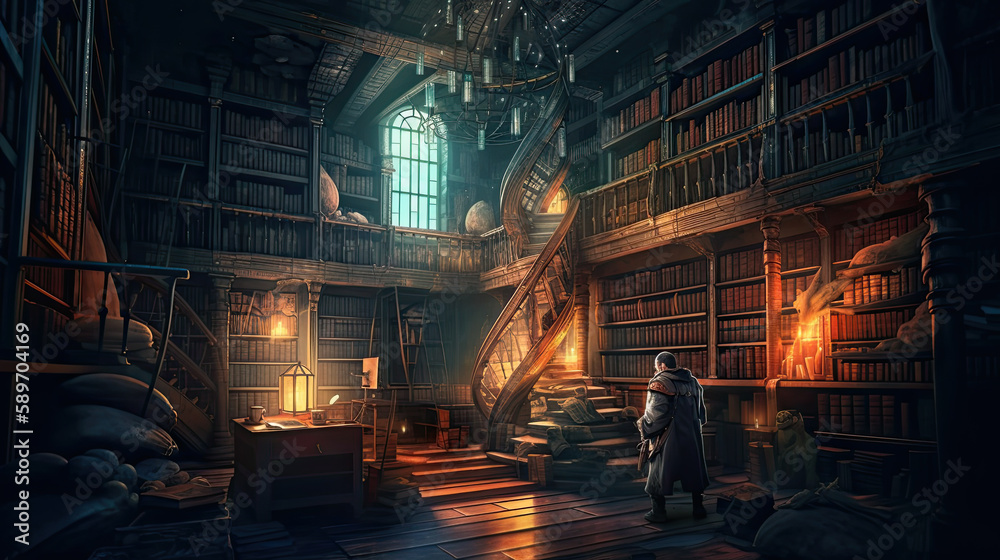 alchemist's library.