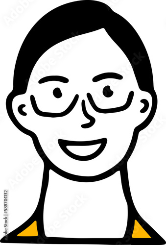 Happy Smiling Glasses Woman Illustration Vector