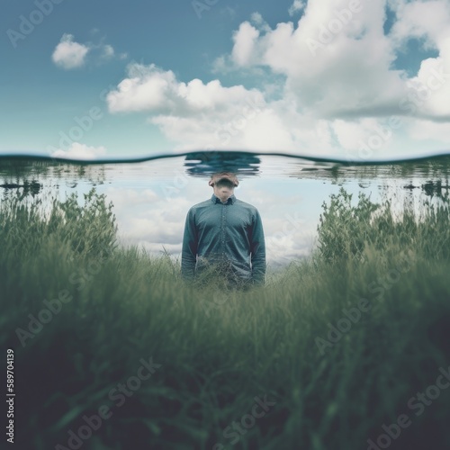Conceptual Photo of Head Above Water