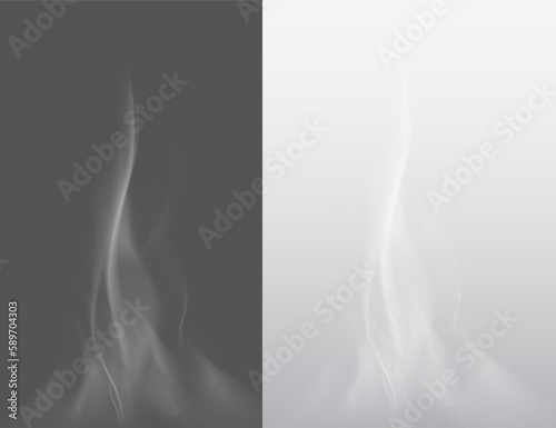 Realistic smoke on a dark background. Vector illustration. Can be used on any background. Your design will be much improved with this smoke. EPS10.
