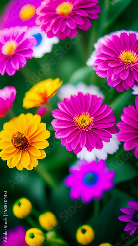 pink and yellow flowers  generated ai