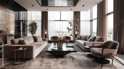 Contemporary interior design style living room  Generative AI