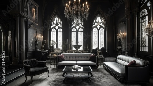 Gothic style interior living room  Generative AI