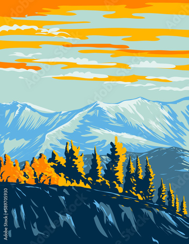 WPA poster art of Vuntut National Park located in northern Yukon in Canada done in works project administration or federal art project style.