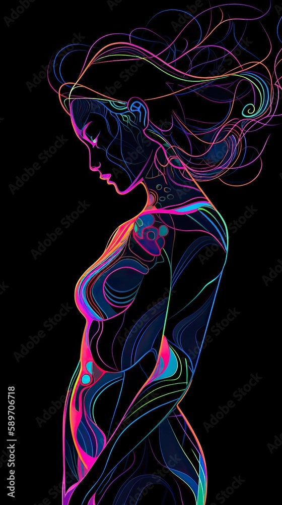 Abstract lines outlining a woman's body in a minimal art style. Gen AI Abstract lines outlining a woman's body in a minimal art style. Gen AI