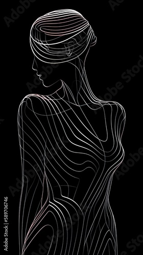 Abstract lines outlining a woman's body in a minimal art style. Gen AI