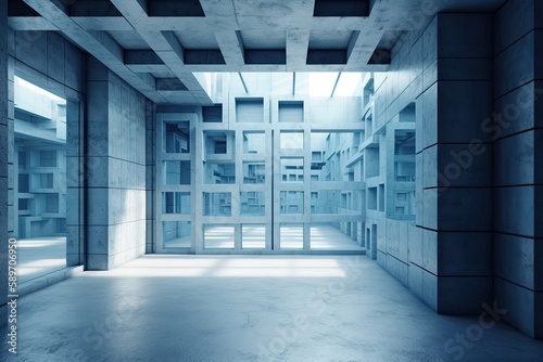 an empty room filled with natural light from numerous windows. Generative AI