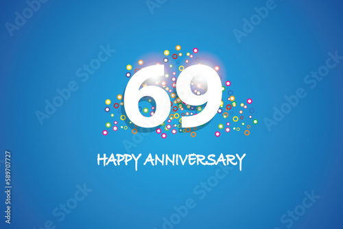 69th anniversary on blue background