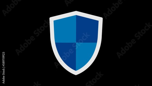 Animated Shield icon for social media, presentations, videos, websites, etc. No background, Alpha channel. photo