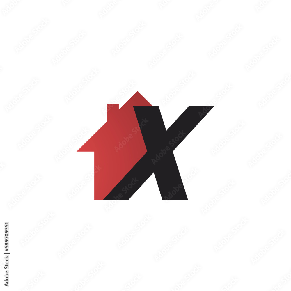letter x with real estate design logo business letter x with real estate design logo business
