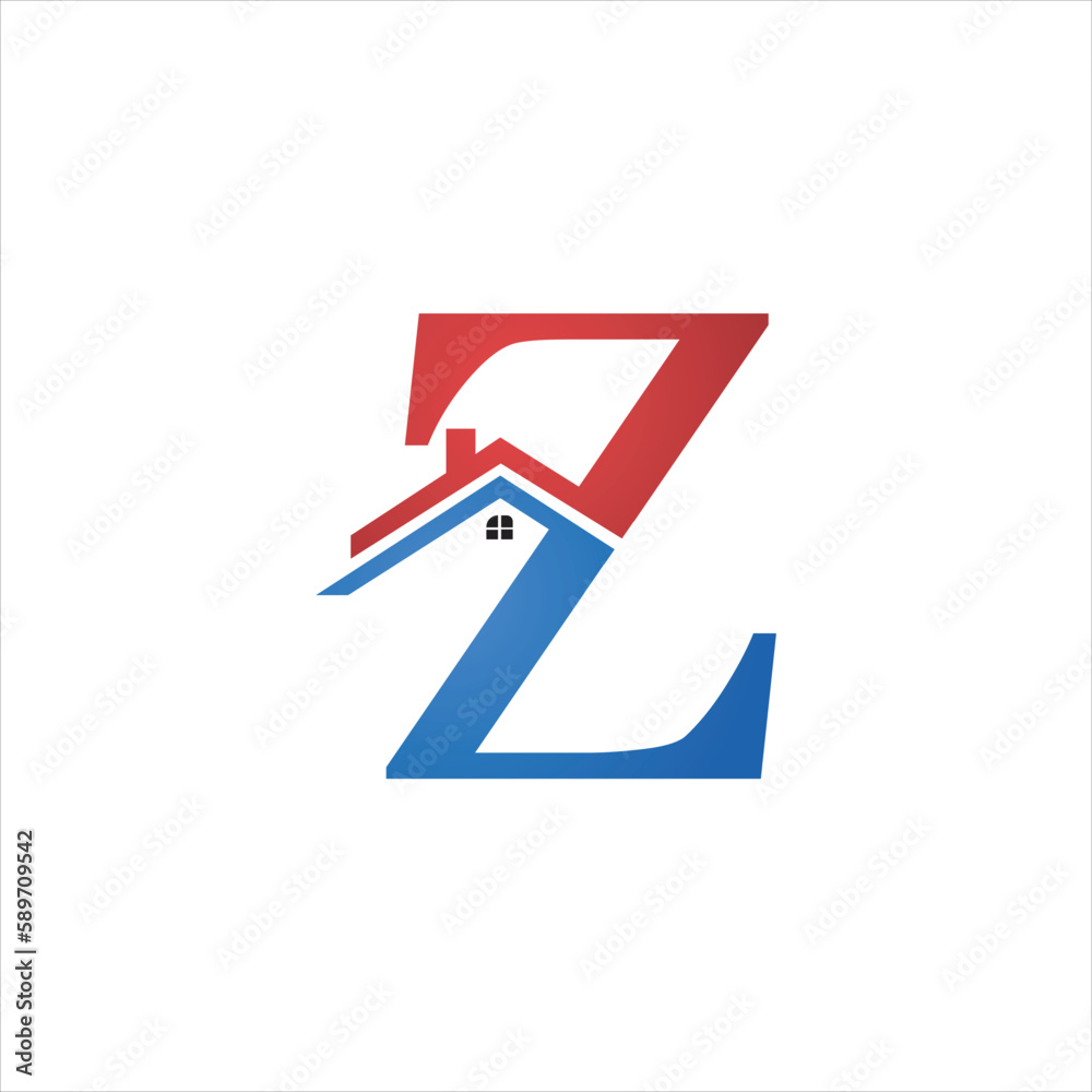 initial Z logo with real estate icon simple initial Z logo with real estate icon simple