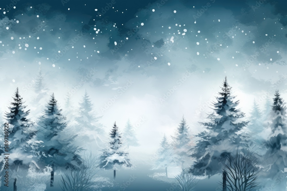 two trees covered in snow. Generative AI two trees covered in snow. Generative AI