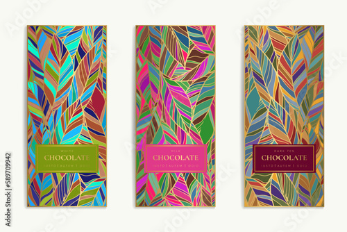 Luxury packaging design of chocolate bars. Vintage vector ornament template. Elegant, classic elements. Great for food, drink and other package types. Can be used for background and wallpaper.