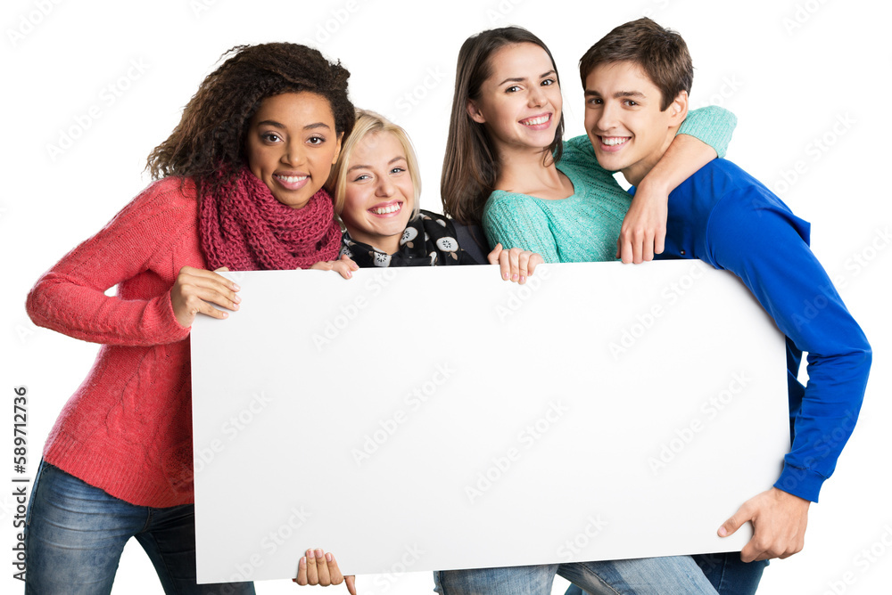 Group of students isolated over a white background Group of students isolated over a white background