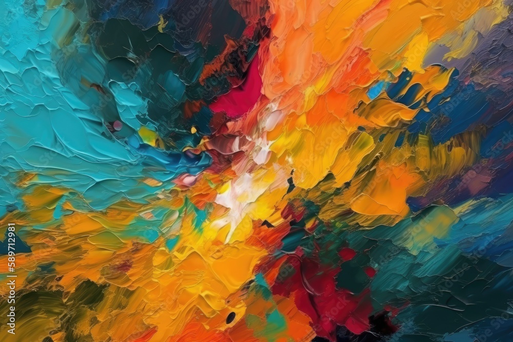 an abstract painting with a colorful and vibrant composition. Generative AI