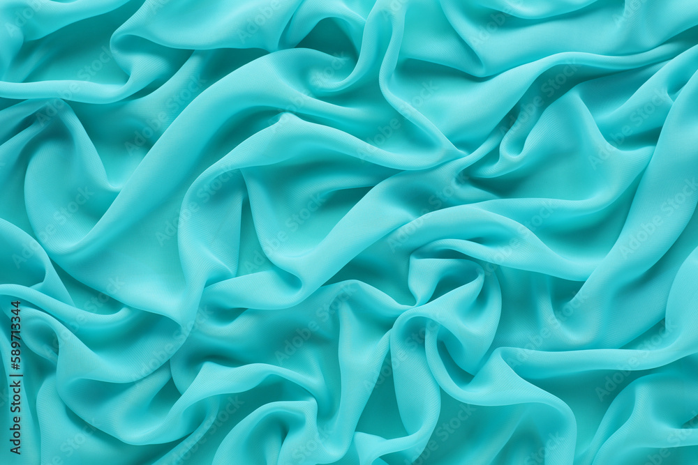 Beautiful turquoise tulle fabric as background, top view Beautiful turquoise tulle fabric as background, top view