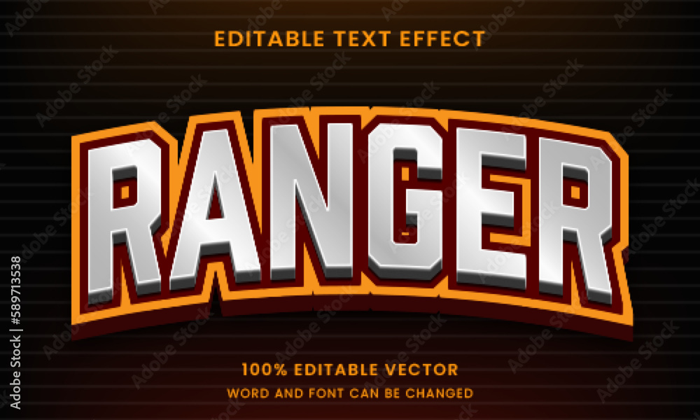 ranger sports graphic style editable text effect