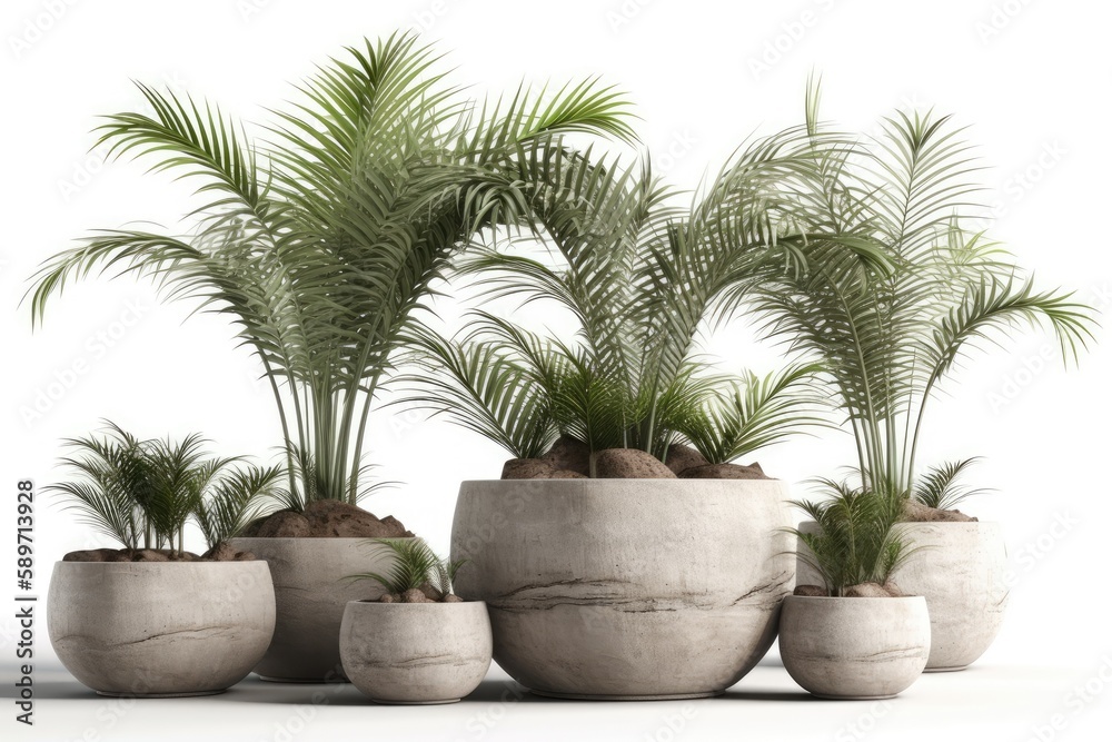 three planters arranged in a row. Generative AI three planters arranged in a row. Generative AI