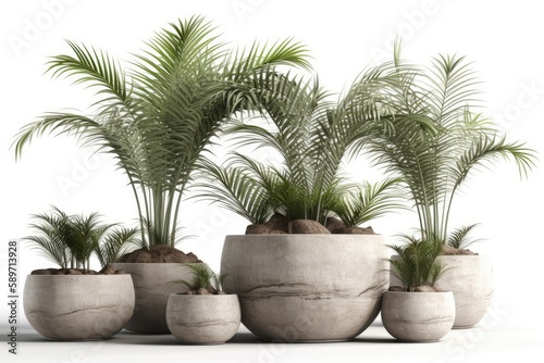 three planters arranged in a row. Generative AI