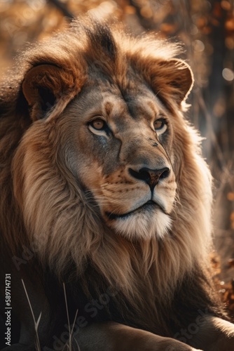 Close-Up Lion in Nature