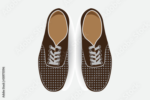 Brown casual shoes. Great for girls, students, boys, athletes etc. Vector. Editable
