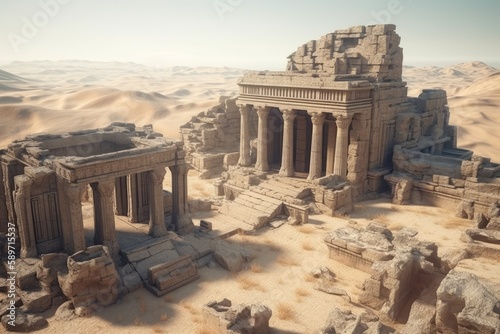 an aerial view of the ancient city of Palmyra in Syria. Generative AI