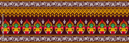 Floral seamless pattern. Vector indian decorative wallpaper. Batik indonesia. Colorful pattern with paisley and stylized flowers. Design for wrapping paper, cover, fabric, textile, wallpaper, curtains