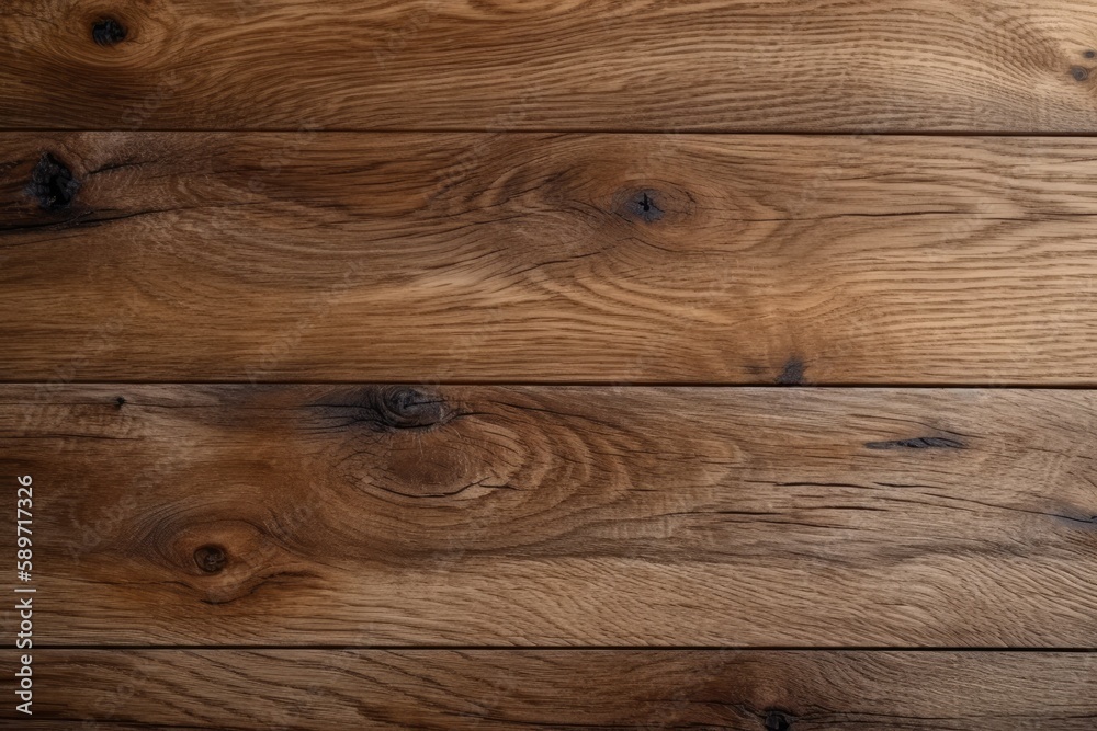 Fototapeta premium close up of a brown stained wooden floor. Generative AI