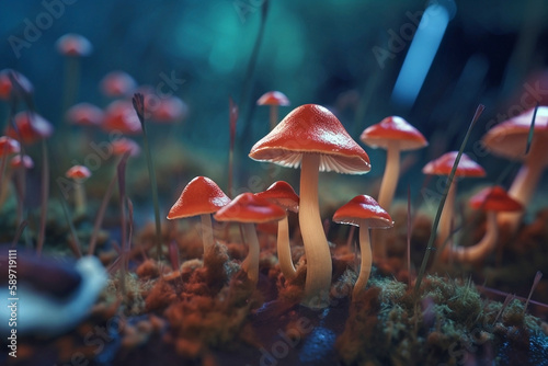 Ai generated image of a clump of mushrooms