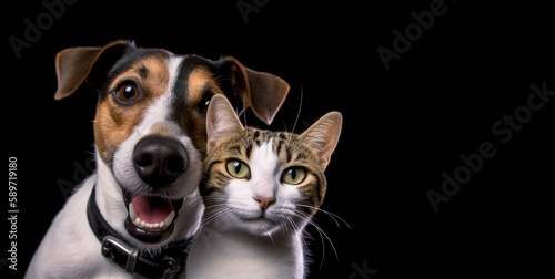 Ai generated image of a dog and a cat taking a selfie