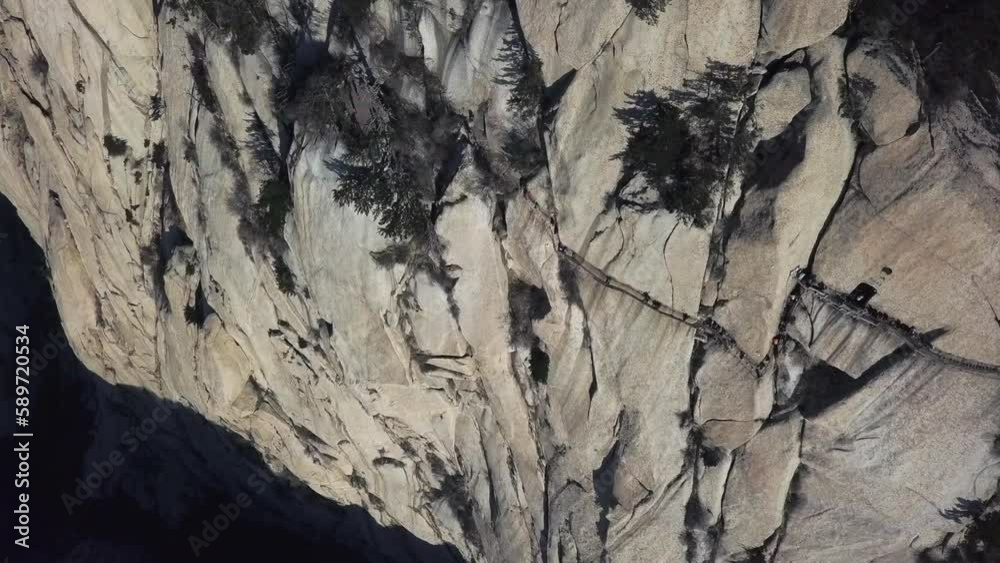 custom made wallpaper toronto digitalGranite cliff wall aerial tilt of sky plank path high on Mount Huashan