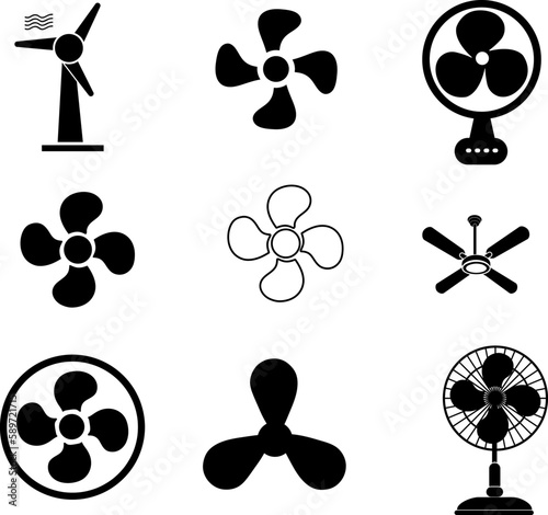 Fan icons set vector, fan illustration symbol set on white background..eps