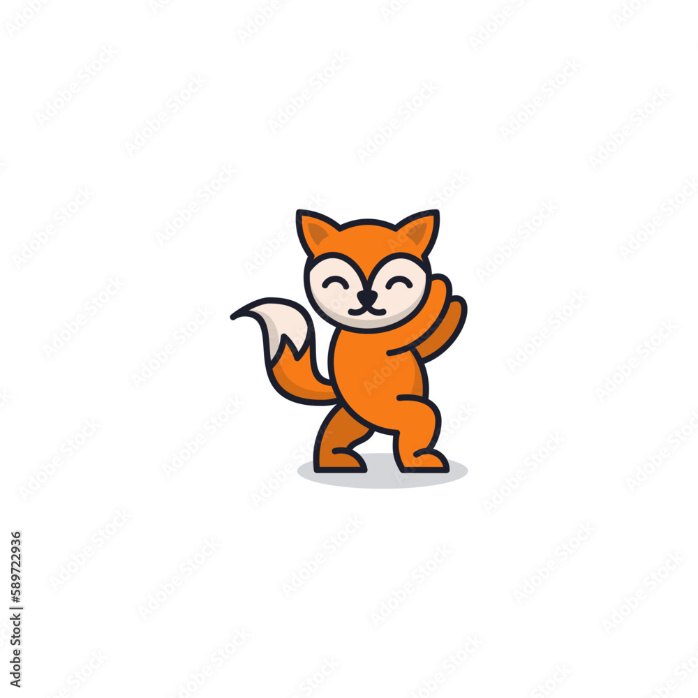 gymnastic fox animal cute logo