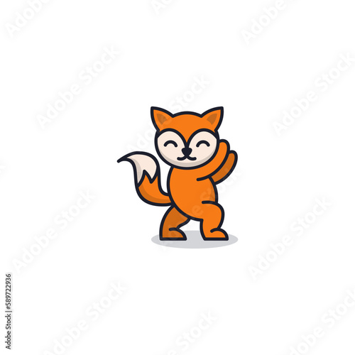 gymnastic fox animal cute logo