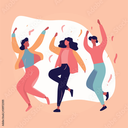excited people dancing  vector illustration.