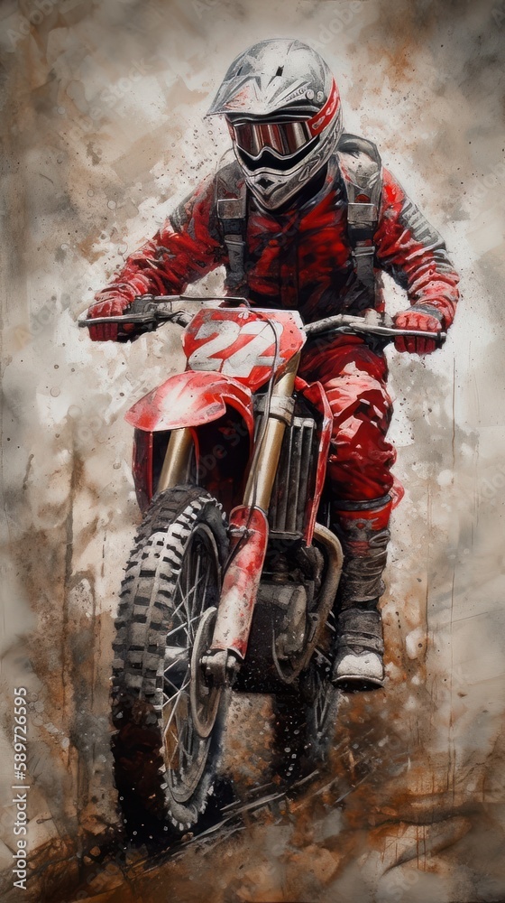 Naklejka premium Motorcycle rider in action. Generative AI
