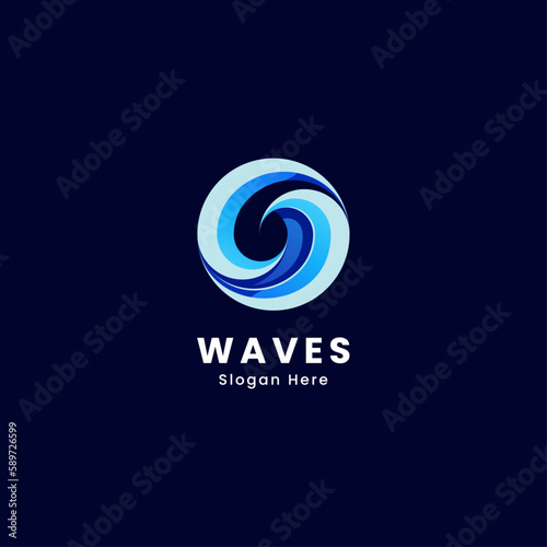 Vector Logo Illustration Wave Gradient Colorful Style.