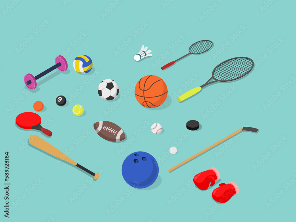 Sport and ball equipment collection set Sport and ball equipment collection set