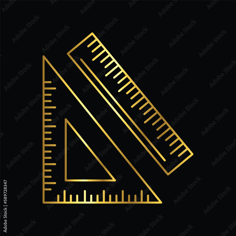 gold ruler, icon, vector, template, design, style, trendy, collection