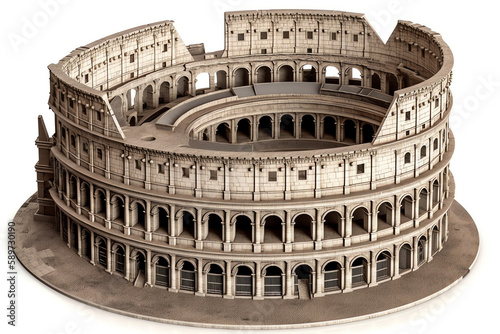 A 3D model of the Colosseum in Rome. generative AI