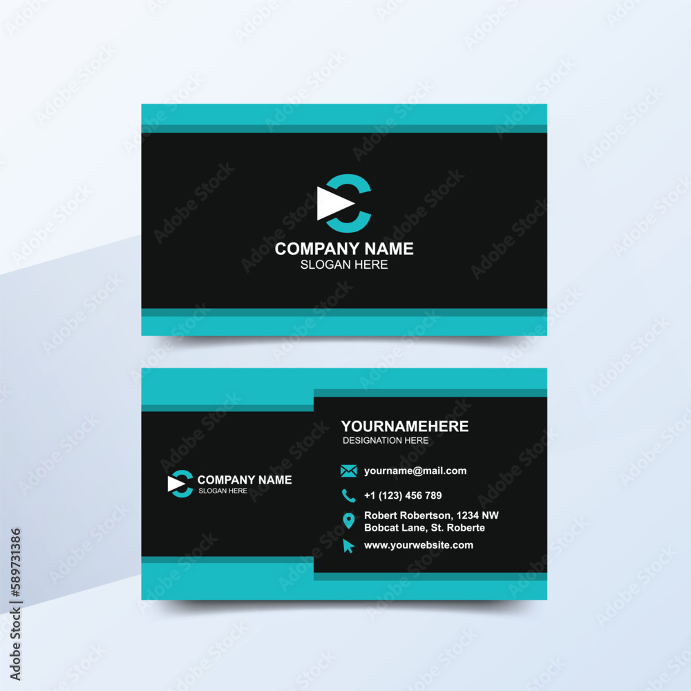 Double-sided creative business card template Landscape orientation Horizontal layout Vector illustration Double-sided creative business card template Landscape orientation Horizontal layout Vector illustration