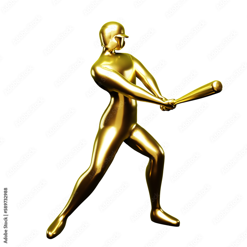 3d Golden Baseball Player Clip Art Hitting With a Baseball Bat. Viewed From The Side. 3d Golden Baseball Player Clip Art Hitting With a Baseball Bat. Viewed From The Side.